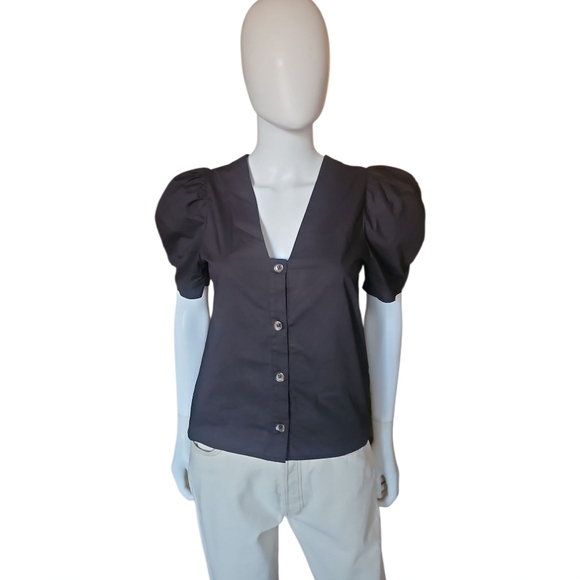 RHODE | Nisha Puff-Sleeve Cotton-Poplin Blouse in Size XS - Picture 1 of 5